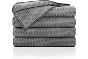 ‎GRÄFENSTAYN Gräfenstayn 4er-Set Geschirrtücher Microfaser - saugstarke & fusselfreie Waffelstruktur - 45x65 cm Küchenhandtücher - Oeko TEX Standard 100 - Mikrofaser-Tücher, Geschirrhandtücher (Anthrazit)