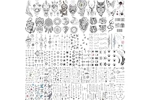 COKTAK 66 Blätter Schwarz Tiere Temporäre Tattoos Frauen Männer Kinder, Klein Weltraum Mond Halloween Klebe Aufkleber Damen Herren Klebetattoos Erwachsene, Fake, Zum Aufkleben Haut Set