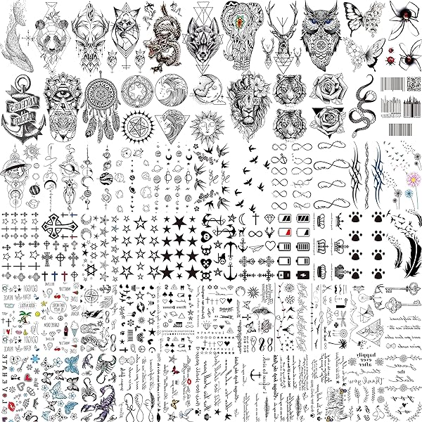 4 Stück Temporäre Tattoos – Blitz-Handspuren, Kräutersaft-Blitz, Wasserfest, Hält 7-15 Tage