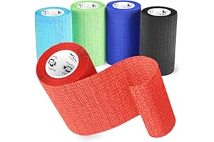 Bodhi & Digby Vet Wrap - 10cm x 4.5m. Pack of 5 Hygienic, Individually Wrapped Cohesive Bandages in Convenient Reusable Ziplock Bag. Strong Self Adhesive Bandage That Will Stick and Hold