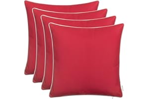 Brandsseller Set di 4 Cuscini da Esterno 45x45 cm – Cuscini Decorativi con Elegante Bordino a Contrasto – Idrorepellenti e Antimacchia per Giardino, Balcone, Terrazza e Divano – Rosso