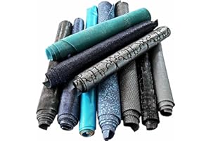 LA GARZARARA Scampoli di Pelle Miste, Stampe, Fantasie e Morbidezze Varie, Gamma dei Colori Vari, Assortimento Casuale, Misura Minima è di 20X25 - Massima 40X40 Cm (Blu e Grigio, 1)