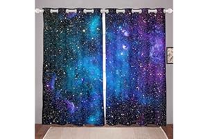 Tbrand Galaxy Curtains Universe Curtains for Bedroom Living Room Outdoor Space Starry Sky Nebula Astrology Curtains for Kids Adults,W46*L54