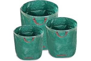 WUNDERGARDEN Set di Sacchi da Giardinaggio – 1 pz. 200 Litri, 1 pz. 300 Litri, 1 pz. 500 Litri – Rifiuti del Giardino, Foglie, Compost – Sacchi Rotondi, Autoportanti e Ripiegabili