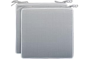 Brandsseller Cojines para Asiento de jardín al Aire Libre con Ribete Aspecto de Lino Estructurado repele la Suciedad y el Agua con Cintas de fijación 40x40x4 cmpaquete de 2 Unidades Color Gris Oscuro