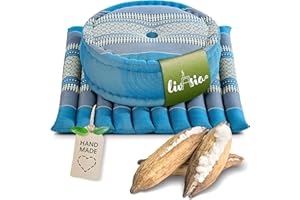 ‎LIVASIA livasia Meditationsset L - Ø 38x15cm / Matte 50x50x4,5cm - Yogaset mit Kissen und Matte, Pouf, Yogamatte und Yogakissen mit Kapok handgefertigt, Bodenkissen Outdoor, Zafukissen