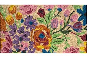 Baroni Home Zerbino Ingresso Casa in Cocco Dipinto a Mano 70x40 cm Facile da Pulire e Super Resistente, Fiori Variopinti