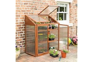 WOOTONG Rowlinson HWGROWST2 Hardwood Mini Greenhouse, Brown, 120x63x144 cm