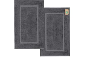 ‎LAVEA Lavea® 2er Set Badematte 50x80 cm – Waschbare Badematten aus 100% Baumwolle, Frottierserie Elena, 800 g/m², extra saugstark und strapazierfähig – ideal für Badezimmer und Dusche – Anthrazit