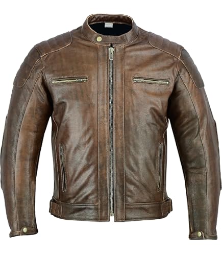 Cafe Racer Leather Motorcycle Jackets With Armor Leather Cycle