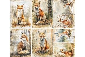 Fox Rice Papers, 21 x 26.5cm (6 Sheets) – Decoupage Paper 6X Designs for Collage, Mixed Media, Card Making & Crafts, Decoupage by CRAFT KREATIVELY