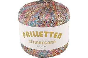 NOGA EFFEKTGARN GMBH Pailletten Beilaufgarn auf 25 Gramm Knäuel in verschiedenen Farben (Multicolor mit Pailletten in Multicolor)