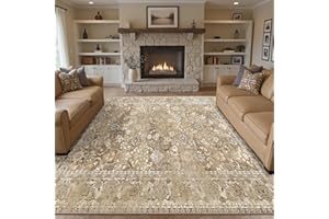 PureCozy Tappeto Salotto Moderno Beige, 240x300 cm Tappeti Grande Camera Da Letto, Tappeto Vintage Corridoio Antiscivolo Lavabile Pelo Corto per Soggiorno,Cucina, Bambino Ufficio