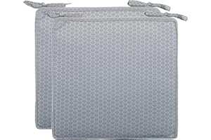 Brandsseller Cuscino da giardino, per esterni, con pistagna, effetto nido d'ape, resistente allo sporco e all'acqua, con nastri di fissaggio, 40 x 40 x 4 cm, confezione da 2 pezzi, grigio chiaro