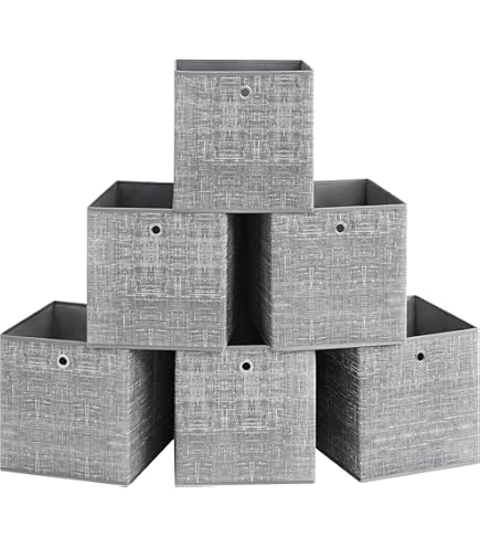 HEFTMAN Opvouwbare opbergkubusdozen - set van 6 beige stoffen opbergdozen (33 x 33 x 33 cm - beige