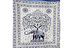 HCZ Copriletto multiuso indiano, arazzo decorativo da parete (240 x 210 cm). Telo Pareo grande asciugamano. per spiaggia camera da letto soggiorno decorazione. Stile Hippie etnico. 100% cotone.