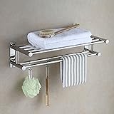 Zeller 18422 Toallero de Pared, Bambú, Plateado, 51x24x18 cm ...