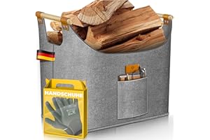 KESSER® Panier à Bois de Chauffage 60 Litres | Sac de Cheminée en Feutre Extra Épais | Pliable Avec Poignées Renforcées | Rangement Pour Bûches