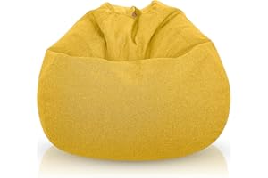 Aiire Sofa Puff Salon Moderno - [100x75] Sillon Puf Gigante XXL con Relleno Incluido para Habitacion Juvenil o Adolescente - Bean Bag Chair Gamer - Puffs Infantiles de Diseño Amarillo