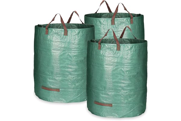COM-FOUR® 3x trädgårdsavfallspåsar L, hopfällbar trädgårdspåse