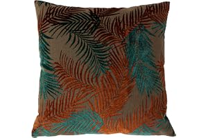 Paoletti Palm Grove kuddfodral, sammet, blågrön/rost, 50 x 50 cm