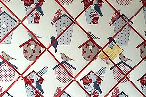 Rosey Rose Large 60x40cm Ashley Wilde Thornbury Seaside Blue Bird Hand Crafted Fabric Notice/Pin/Memo/Memory Board