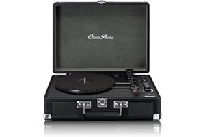LENCO Classic Phono TT-115 Plattenspieler - Kofferplattenspieler - Bluetooth - USB - 3 Geschwindigkeiten - Direktaufnahme auf USB ohne PC - Riemenantrieb - schwarz
