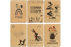 ‎TOBJA TOBJA Osterkarten 12er Set - Hochwertige Oster Postkarten in 6 Variationen | Original Kraftpapier Grußkarten DIN A6 (Ostern)