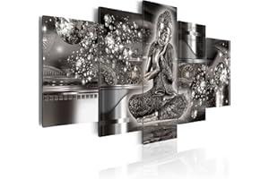 CUADROS B&D XXL murando Cuadro en Lienzo Buda Zen Spa 200x100 cm Impresión de 5 Piezas Material Tejido no Tejido Impresión Artística Imagen Gráfica Decoracion de Pared h-A-0053-b-p