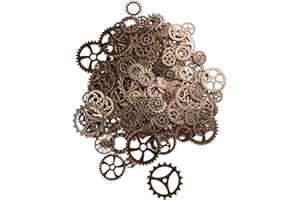 Makhry 150 Gram Assorted Vintage Metal Gear Steampunk Jewelry Making Charms Cog Watch Wheel for Crafting, Cosplay Halloween Decoration