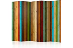 decomonkey Biombo Madera 225x172 cm Separador Unilateral con Impresión a en el Lienzo Decoracion con Imagen Impresa Grande Biombos de Dormitorio Abstracto Tablas Colorido