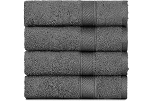 nottoc Asciugamani 4 pezzi/grigio – Asciugamani 50 x 90 cm 100% cotone assorbente asciugamani turchi super morbidi