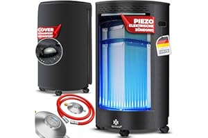 KESSER® Gasheizer Keramik 4200 Watt Gas Heizstrahler inkl. Gasdruckregler Gasschlauch - Gasheizofen inkl. Schutzhülle Gasheizgerät, Infrarot Keramikbrenner, Butan- oder Propangasflaschen, Schwarz