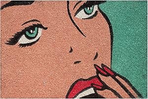 Baroni Home Zerbino da Esterno in Cocco Dipinto a mano con Base in PVC, Tappeto da Esterno Ultraresistente e Facile da Pulire, Pop Art Oh My Gosh!, 60x40 cm