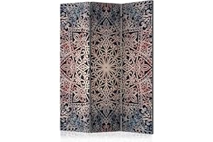 murando Decorative Room Divider Mandala Abstract 135x172 cm / 54"x68" Single-Sided Folding Screen 3 Panels Room Partition Non-Woven Canvas Print Opaque Photo Display f-C-0132-z-b