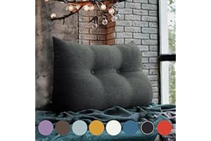 VERCART Keilkissen Bett Großes Rückenkissen Bett Kopfteil Bequemes Lesekissen für Bett und Sofa 2 in 1 Rückenlehne und Kopfkissen Couchkissen Langes XXL Lendenkissen Leinen 80cm Anthrazit