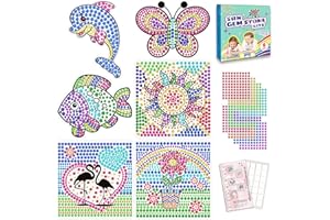 KAIETEUR 6 Sheets Suncatcher Kits for Kids Ages 6 7 8 9 10, DIY Diamond Painting Kit Butterfly Sunflower Dolphin for Girls Ages 6+, 5D Gem Diamond Window Art Craft Kits for Boys for Christmas Home Decor