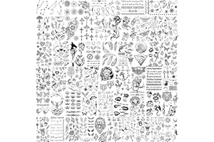 EGMBGM 52 Sheets Tiny Small Temporary Tattoos For Kids Boys Girls, Tribal Animals Butterfly Anchor Compass Tattoo Stickers For Men Women, 3D Cute Flower Fake Face Tatoo Kits Sets For Neck Arm Hands