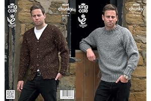 King Cole 4034 Cartamodello per maglione e cardigan da uomo in tweed King Cole Chunky