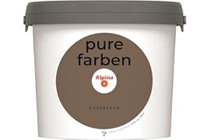 Alpina pure farben Wandfarbe – Nussbraun – strapazierfähige und atmungsaktive Innenfarbe – ergiebig