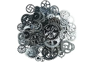 Makhry 150 Gram Assorted Vintage Metal Gear Steampunk Jewelry Making Charms Cog Watch Wheel for Crafting, Cosplay Halloween Decoration