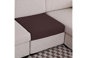 HOMEYA - Funda para cojin de sofa, Protector de cojin de Asiento ajustable con elastica, tela de poliester ( Marron, 1 Plaza - 50x50x20 )