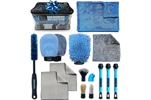 Sudz Budz® Premio Kit Pulizia Auto 10pcs. Guanti lavaggio auto, Panno di Asciugatura Twisted Loop, Interni ed Panni Vetri, Spazzola Cerchi, Spazzole Detailing Auto. Lavaggio Interni ed Esterni