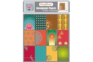 CrafTreat Reusable Decoupage Paper - Ethnic India (12pcs) - Beautiful Textured Thin Papers for Decoupage, Mixed Media, Art and Craft Projects