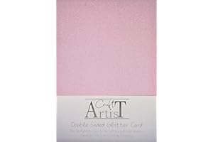 CRAFTS TOO Craft Artist A4 Double-Sided Glitter Card Baby Pink - 250GSM - Non Shed - Use with Cricut, Brother, Silhouette - for Paper Craft, Birthday Toppers, Home Decor, Stationary, Baby Pink (10 Pack)