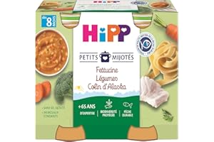 HiPP - Petits Mijotés - Fettucine Légumes Colin d'Alaska - Pots 2 x 190 g