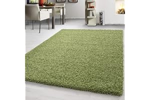 ‎TEPPIUM Teppium Moderner Hochflor Teppich Wohnzimmer 160x230 cm Grün - Shaggy Flauschiger Teppich, Extra Weich, Pflegeleicht und Einfarbig - für Schlafzimmer, Küche und Esszimmer