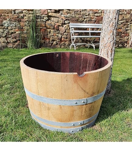 Cave à Vin Tonneau Artisanal - Demi-tonneau - Range 10 Bouteilles + 4 Verres - Neuf