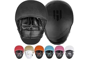 Hawk Sports Punching Mitts for Men, Women, & Kids, Leather Focus Mitts for Martial Arts & Boxing Training, Curved Punch Mitts for Karate, Kickboxing, Krav MAGA, Muay Thai & Taekwondo