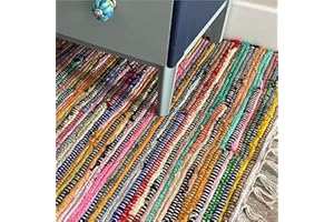 Second Nature Online - SHANTI Multi Coloured Rug | Hand Woven | Eco-Friendly: 100% Recycled Fabric | Ethically Sourced | Flat Weave (120 cm x 180 cm)